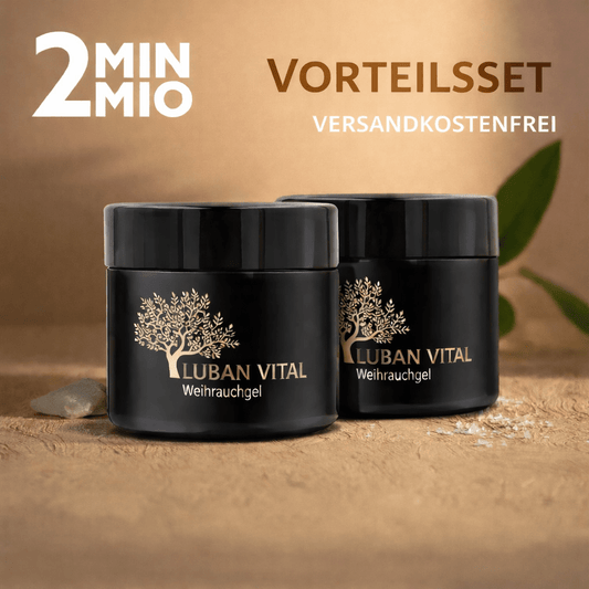 Zwei Dosen Luban Vital Weihrauchgel als Vorteilsset vor warmem Hintergrund – bekannt aus 2 Minuten 2 Millionen, versandkostenfrei